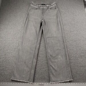 Charlie B Jeans 28x31 Sz 6 Grey Frayed Raw Hem Wide Leg Stretch Faded EUC